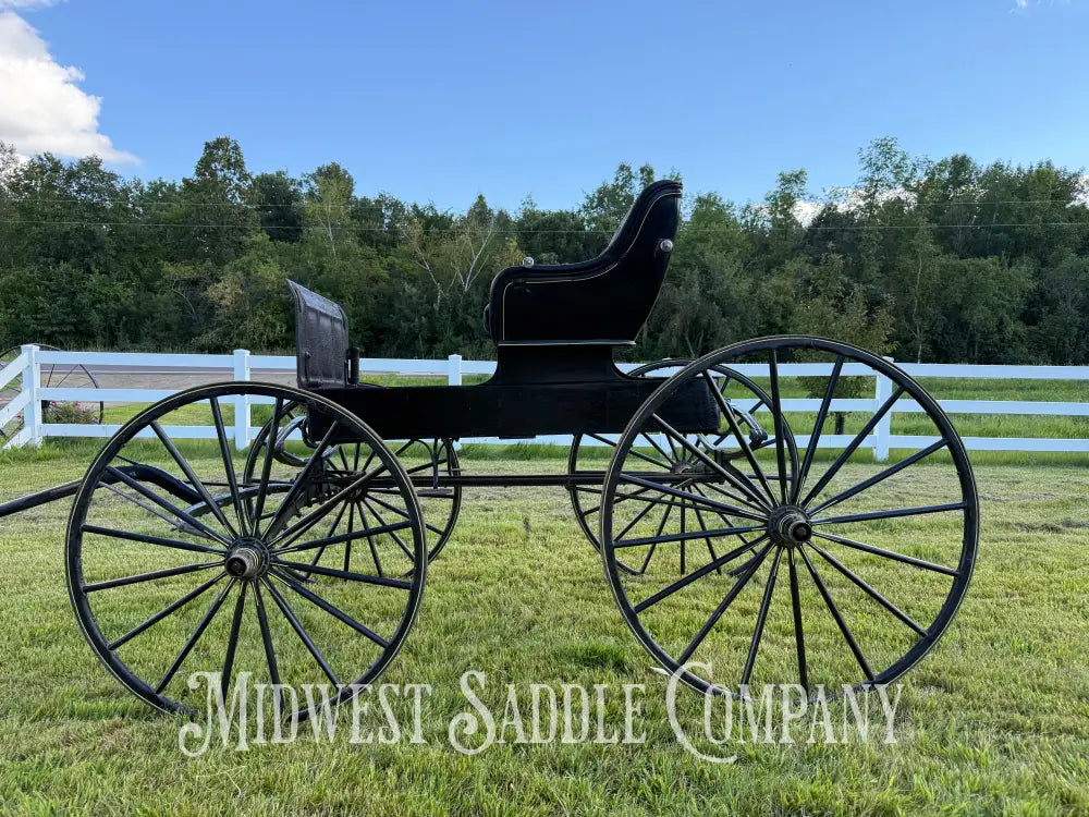 Rare John Deere Reliance Company Horse Buggy with Team Pole Black & Yellow Carriage