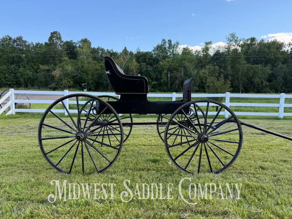 Rare John Deere Reliance Company Horse Buggy with Team Pole Black & Yellow Carriage