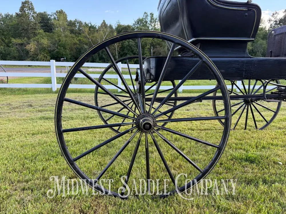 Rare John Deere Reliance Company Horse Buggy with Team Pole Black & Yellow Carriage