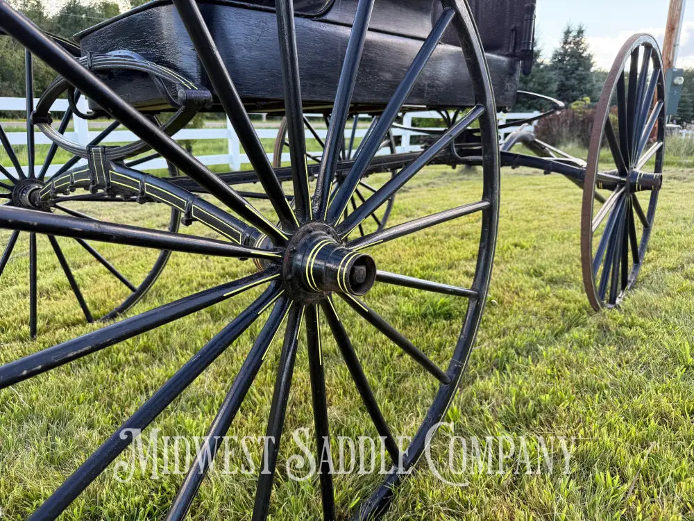 Rare John Deere Reliance Company Horse Buggy with Team Pole Black & Yellow Carriage