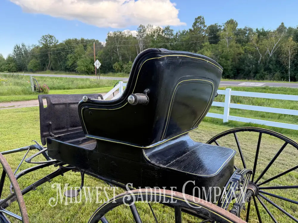 Rare John Deere Reliance Company Horse Buggy with Team Pole Black & Yellow Carriage