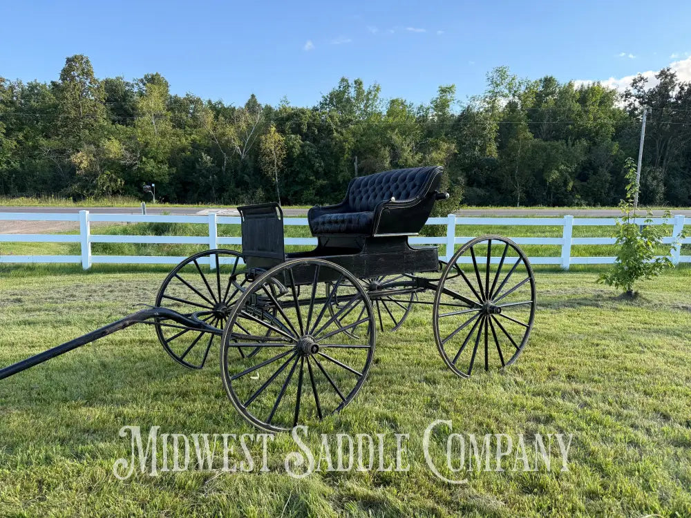 Rare John Deere Reliance Company Horse Buggy with Team Pole Black & Yellow Carriage