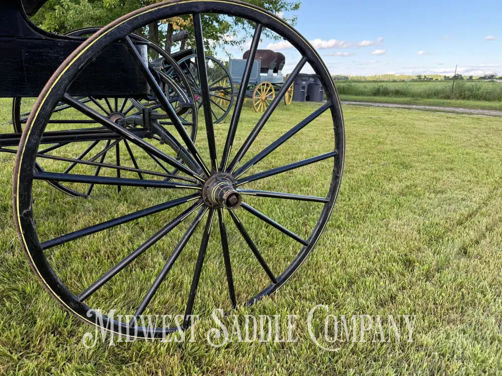 Rare John Deere Reliance Company Horse Buggy with Team Pole Black & Yellow Carriage