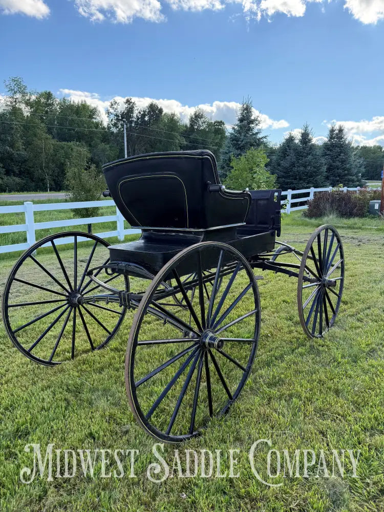 Rare John Deere Reliance Company Horse Buggy with Team Pole Black & Yellow Carriage
