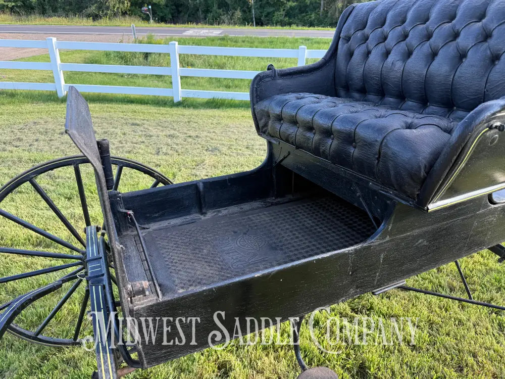 Rare John Deere Reliance Company Horse Buggy with Team Pole Black & Yellow Carriage