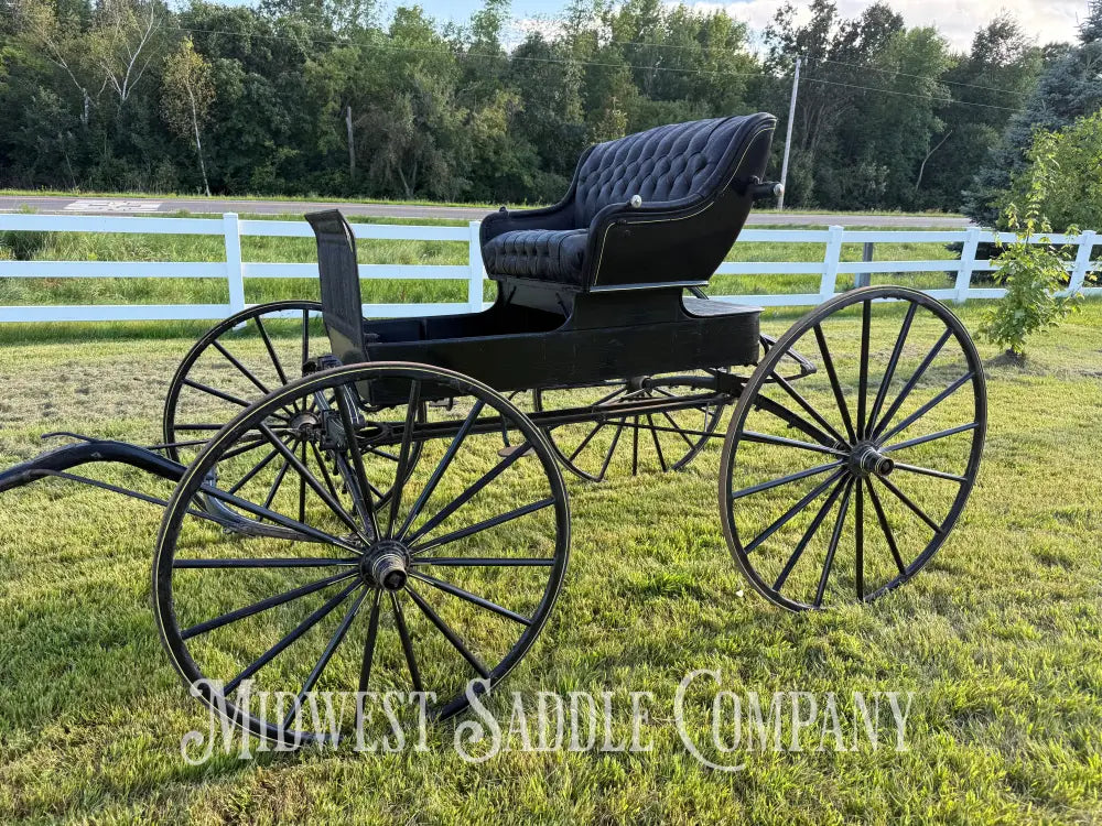 Rare John Deere Reliance Company Horse Buggy with Team Pole Black & Yellow Carriage