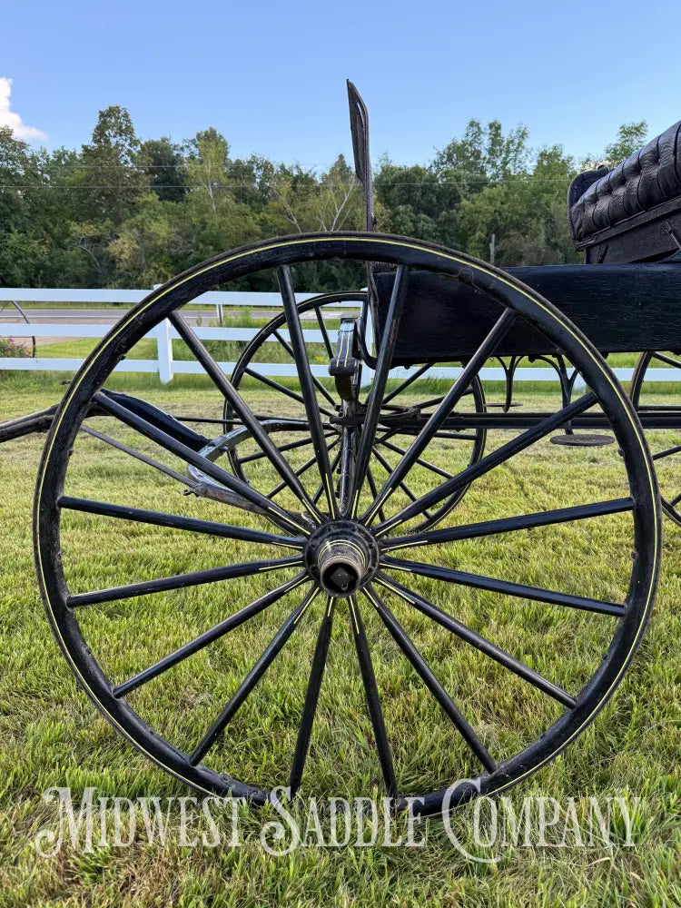 Rare John Deere Reliance Company Horse Buggy with Team Pole Black & Yellow Carriage