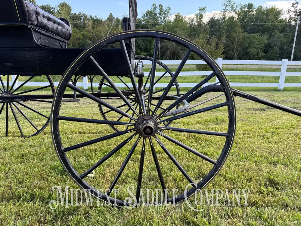 Rare John Deere Reliance Company Horse Buggy with Team Pole Black & Yellow Carriage