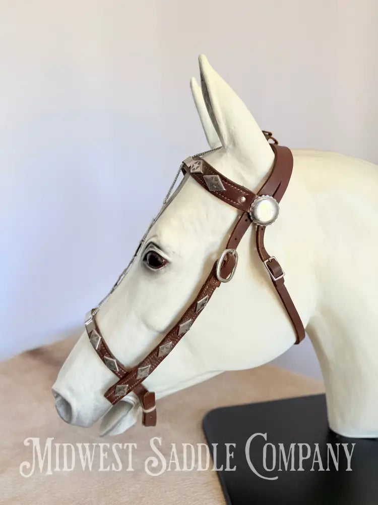 Vintage Western Cowboy Parade Headstall Chrome Diamonds & Stars Portuguese Style Bridles & Headstalls