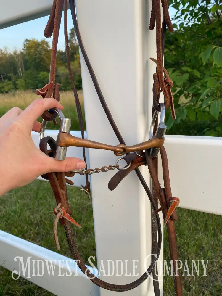 Weaver Leather Working Tack Horse Bridle Copper Ring Snaffle Bit Roper Reins Bridles & Headstalls