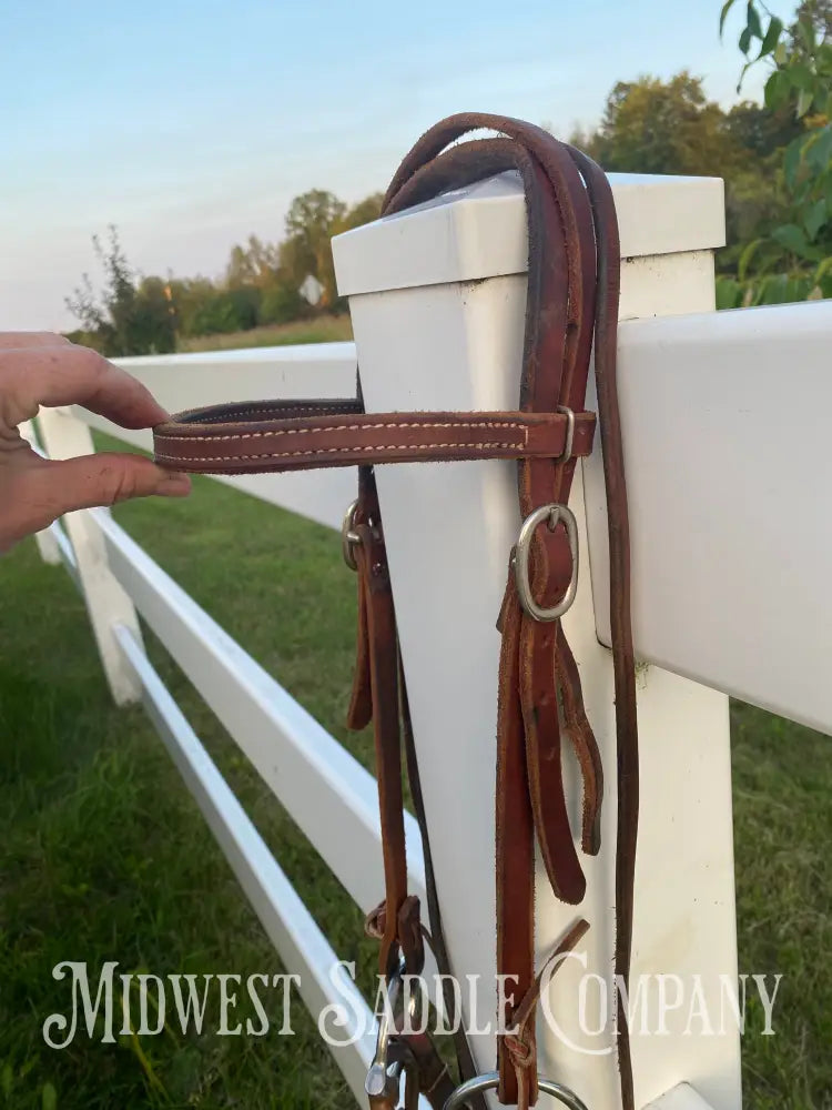 Weaver Leather Working Tack Horse Bridle Copper Ring Snaffle Bit Roper Reins Bridles & Headstalls