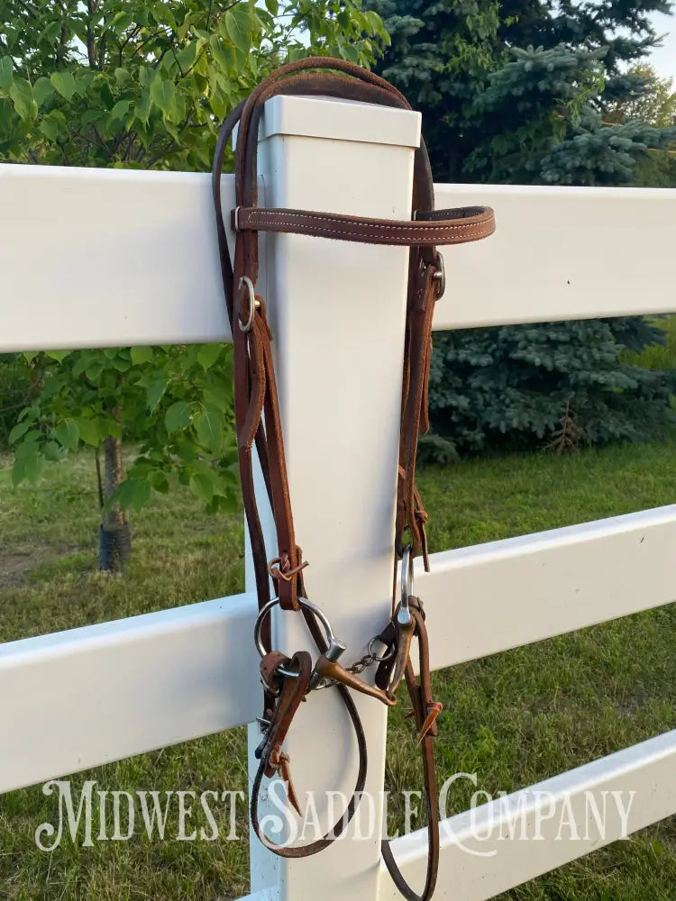 Weaver Leather Working Tack Horse Bridle Copper Ring Snaffle Bit Roper Reins Bridles & Headstalls