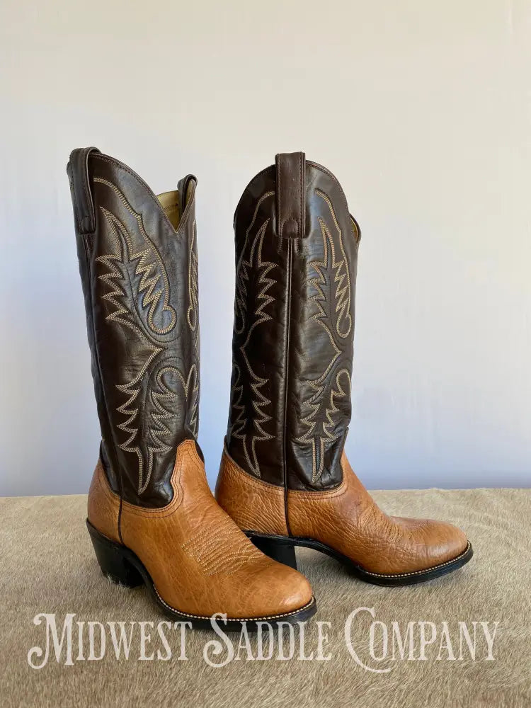 Women’s Abilene Western Leather Cowboy Boots Tall Shaft Chocolate & Tan - Size 5 M