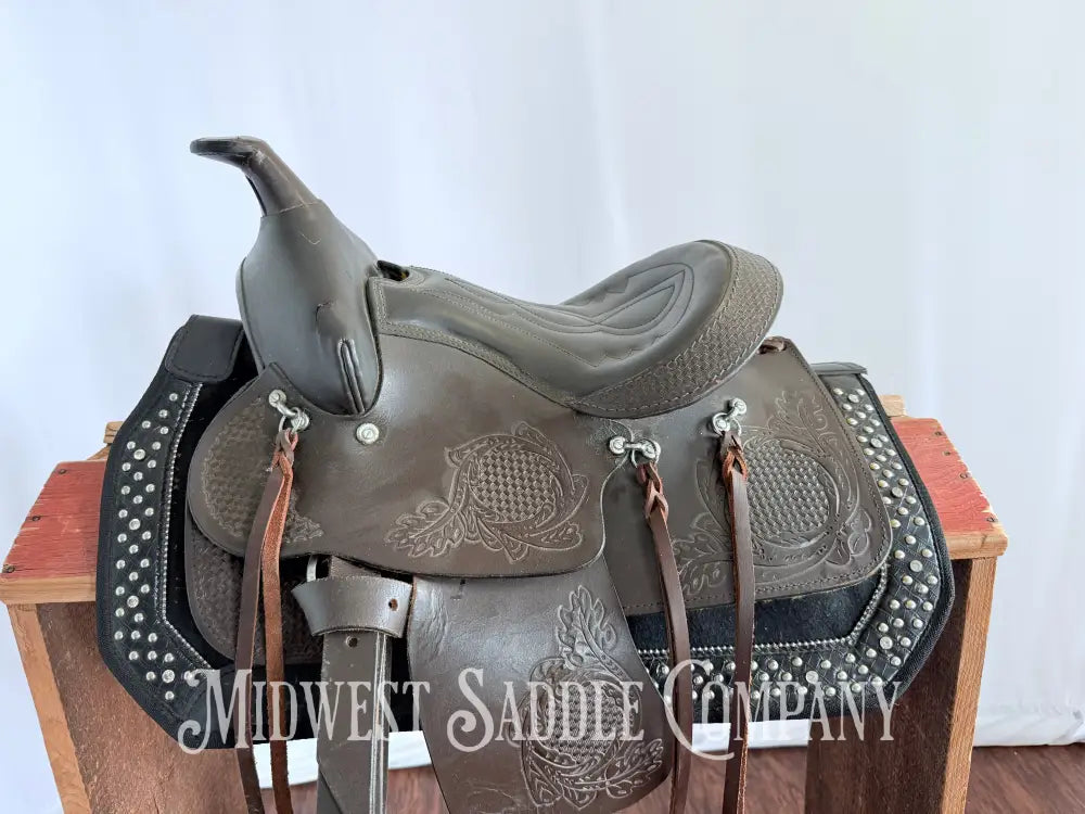 11” Kid’s Western Pony Trail Saddle Leather Tooling Western Saddle