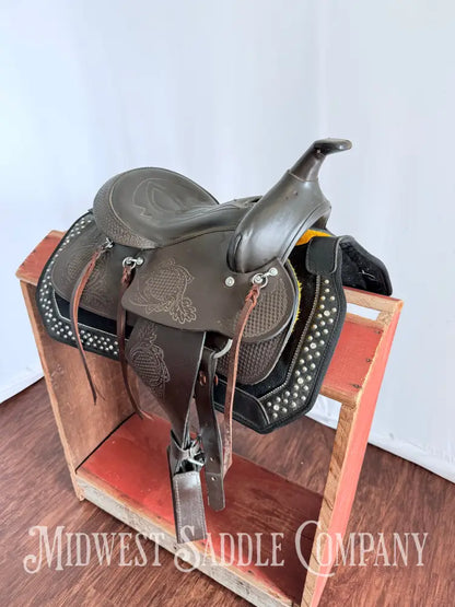 11” Kid’s Western Pony Trail Saddle Leather Tooling Western Saddle