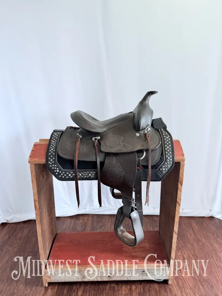 11” Kid’s Western Pony Trail Saddle Leather Tooling Western Saddle