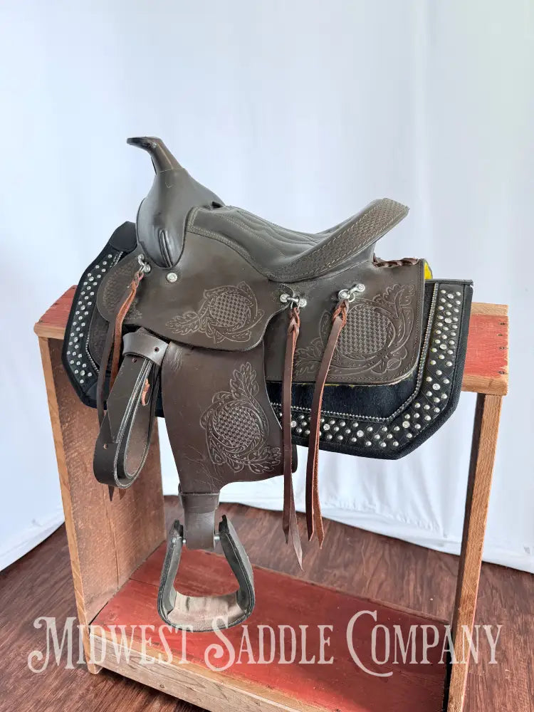 11” Kid’s Western Pony Trail Saddle Leather Tooling Western Saddle