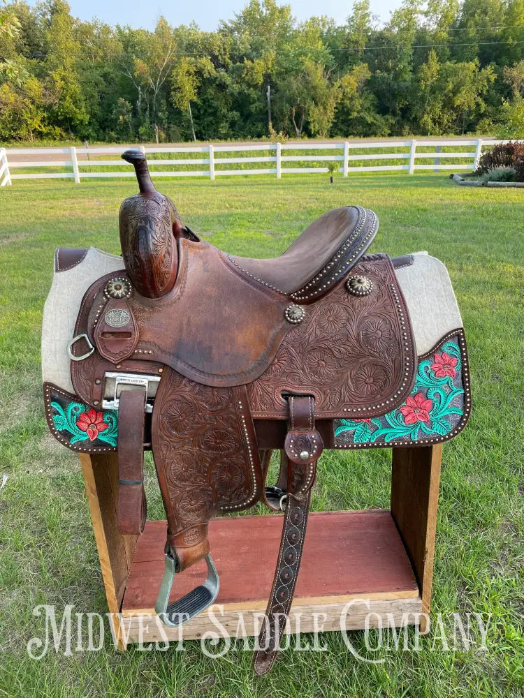 13.5” Martin Cervi Crown C Western Barrel Saddle