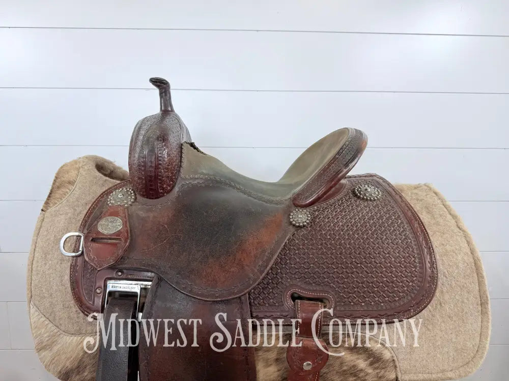 13.5” Martin Saddlery Crown C Barrel Saddle 8” Gullet - Western Saddle