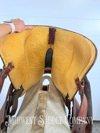 13.5” Martin Saddlery Crown C Barrel Saddle Elephant Leather Seat 7” Gullet