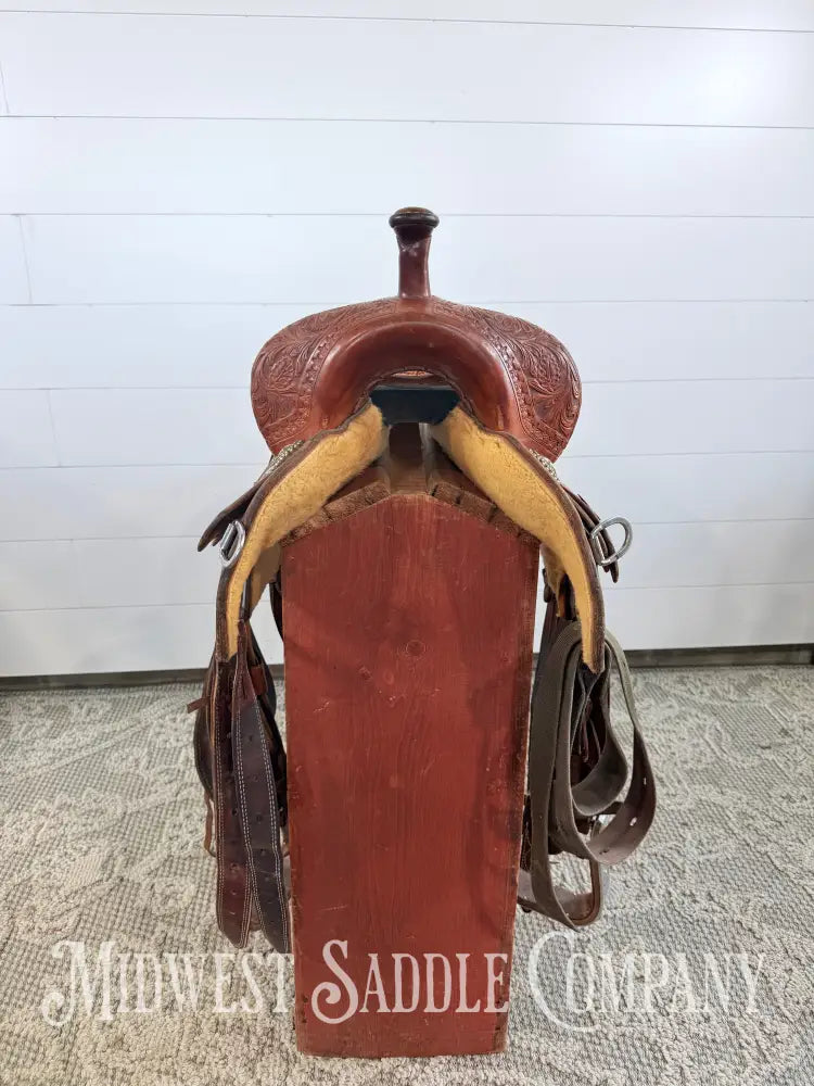 13.5” Martin Saddlery Crown C Barrel Saddle Elephant Leather Seat 7” Gullet