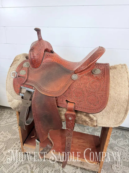13.5” Martin Saddlery Crown C Barrel Saddle Elephant Leather Seat 7” Gullet