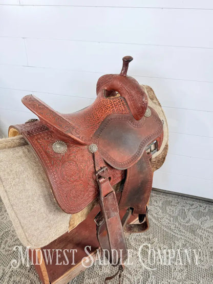 13.5” Martin Saddlery Crown C Barrel Saddle Elephant Leather Seat 7” Gullet