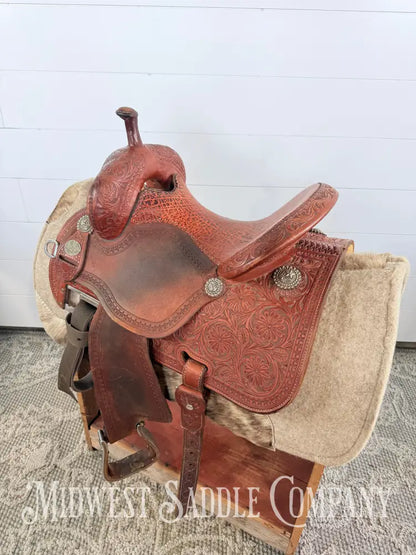 13.5” Martin Saddlery Crown C Barrel Saddle Elephant Leather Seat 7” Gullet