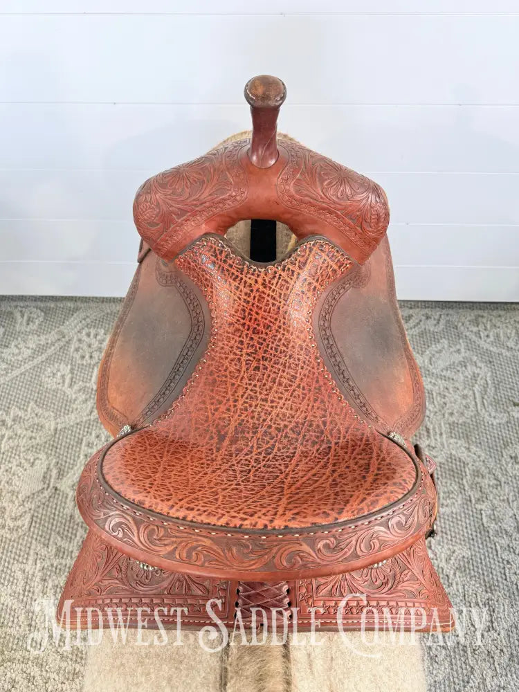 13.5” Martin Saddlery Crown C Barrel Saddle Elephant Leather Seat 7” Gullet