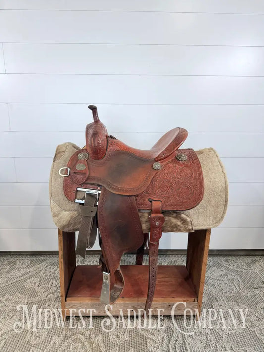 13.5” Martin Saddlery Crown C Barrel Saddle Elephant Leather Seat 7” Gullet