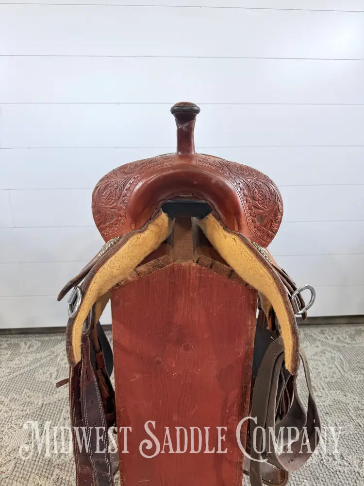 13.5” Martin Saddlery Crown C Barrel Saddle Elephant Leather Seat 7” Gullet