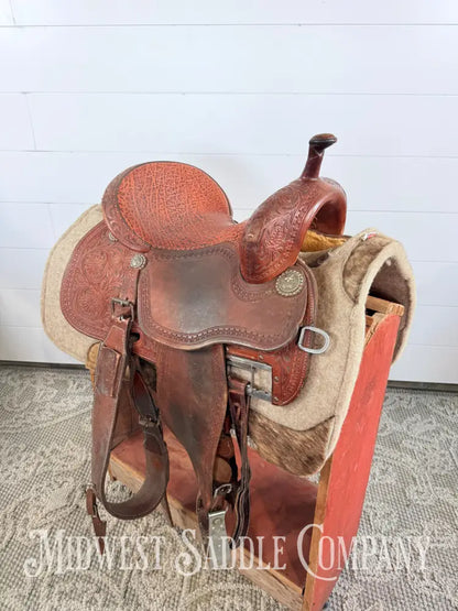 13.5” Martin Saddlery Crown C Barrel Saddle Elephant Leather Seat 7” Gullet