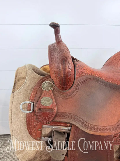 13.5” Martin Saddlery Crown C Barrel Saddle Elephant Leather Seat 7” Gullet
