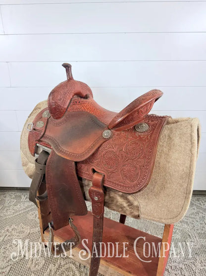 13.5” Martin Saddlery Crown C Barrel Saddle Elephant Leather Seat 7” Gullet