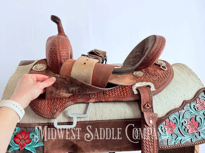 14.5” Double J Pozzi Pro Western Barrel Saddle Western Saddle
