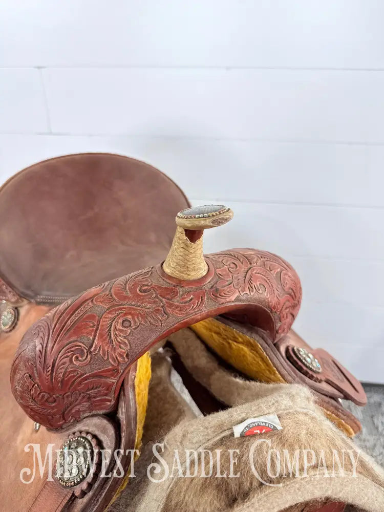 14” Alamo Saddlery Western Trophy Barrel Saddle 6” Gullet