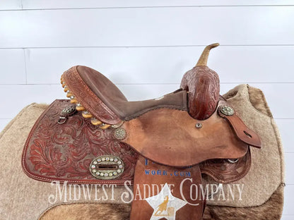 14” Alamo Saddlery Western Trophy Barrel Saddle 6” Gullet