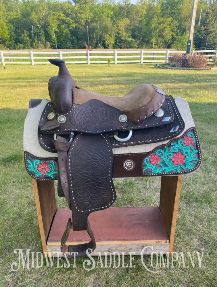 14’ Buckstitch Western Trail Saddle With Silver Accents