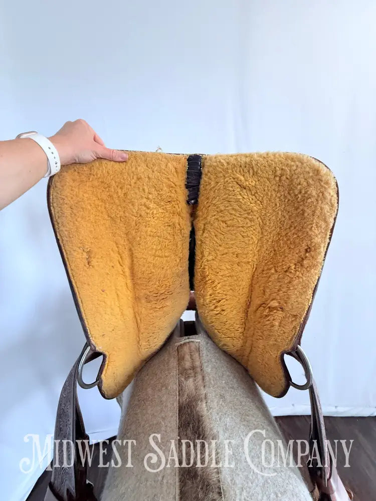 14” Paul Taylor Saddle Co. Western Barrel Saddle Ostrich Seat Fully Tooled