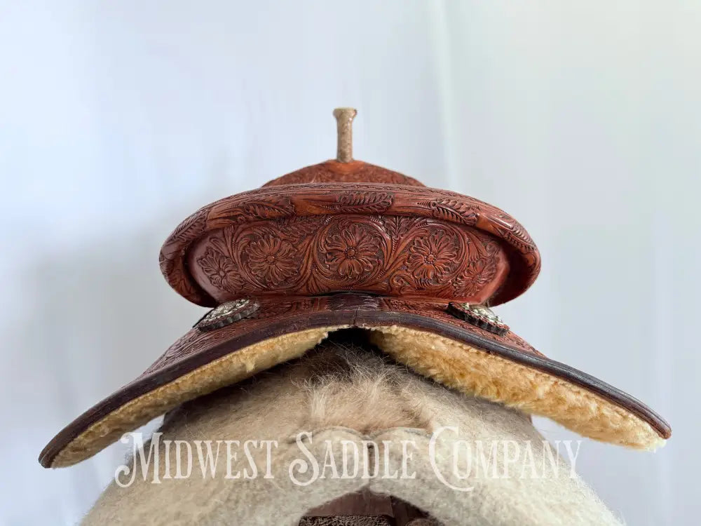 14” Paul Taylor Saddle Co. Western Barrel Saddle Ostrich Seat Fully Tooled