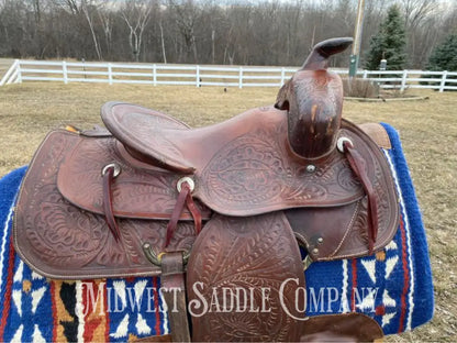 14” Simco Western Saddle W/ Vintage Floral Leather Tooling Sqhb