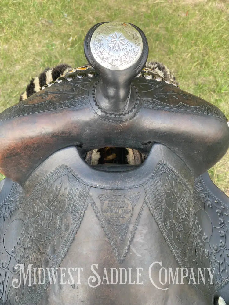 14’ Walter L. Newell Studded Parade Saddle W/ Tooled Tapaderos Newell’s Shop - St. Louis Mo Western