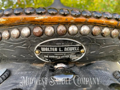 14’ Walter L. Newell Studded Parade Saddle W/ Tooled Tapaderos Newell’s Shop - St. Louis Mo Western