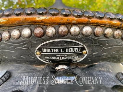 14’ Walter L. Newell Studded Parade Saddle W/ Tooled Tapaderos Newell’s Shop - St. Louis Mo Western