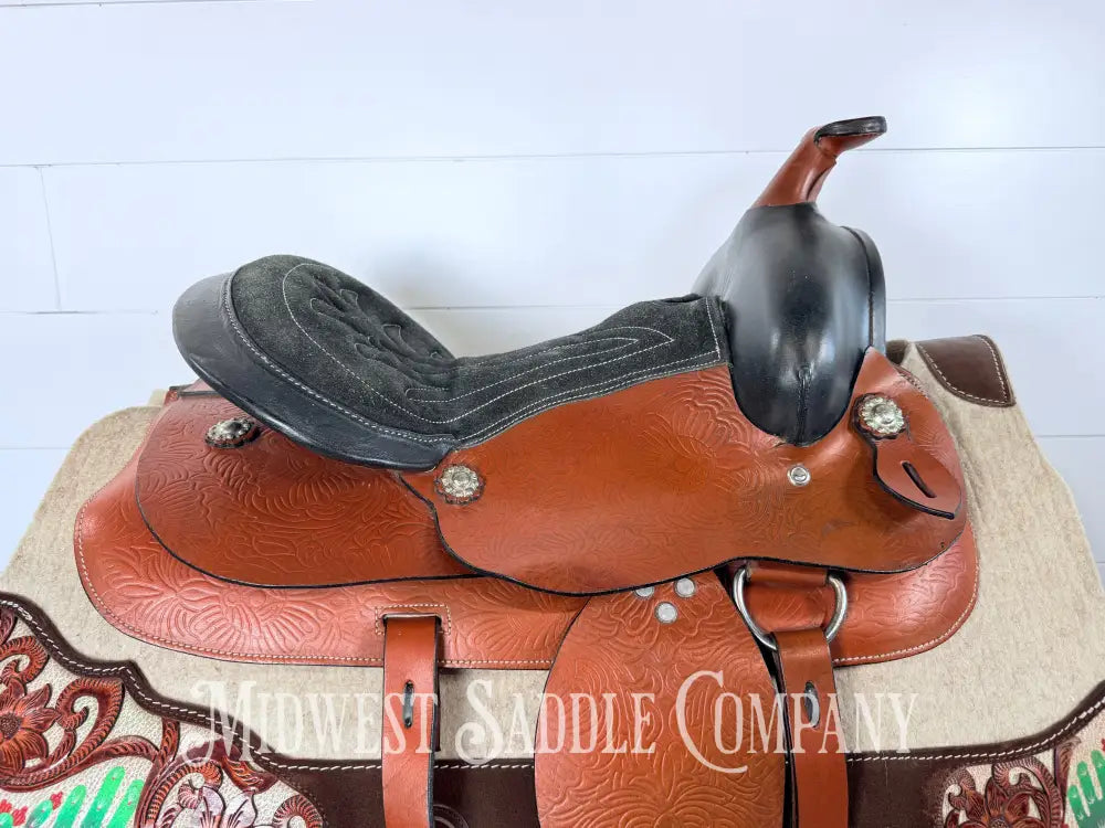 14” Western Leather Trail Saddle Lightweight 6” Gullet - Western Saddle