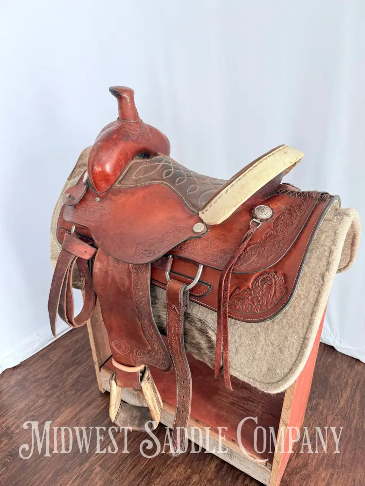 15.5” TexTan Hereford Brand Western Roping Saddle - Made in Yoakum TX Western Saddle