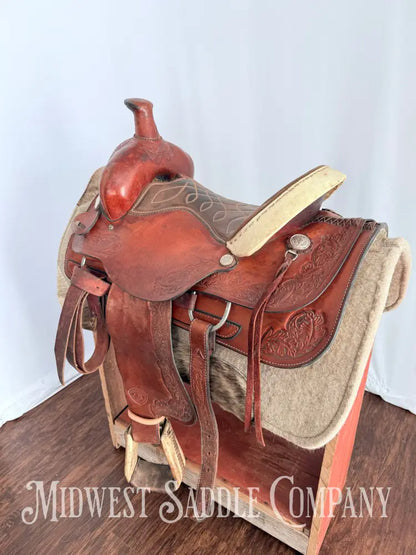 15.5” TexTan Hereford Brand Western Roping Saddle - Made in Yoakum TX Western Saddle
