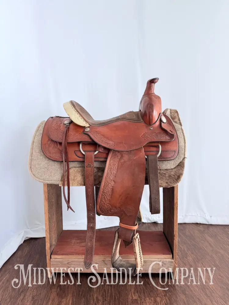 15.5” TexTan Hereford Brand Western Roping Saddle - Made in Yoakum TX Western Saddle