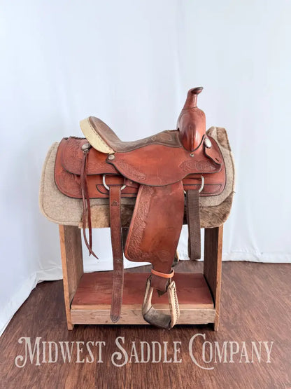 15.5” TexTan Hereford Brand Western Roping Saddle - Made in Yoakum TX Western Saddle