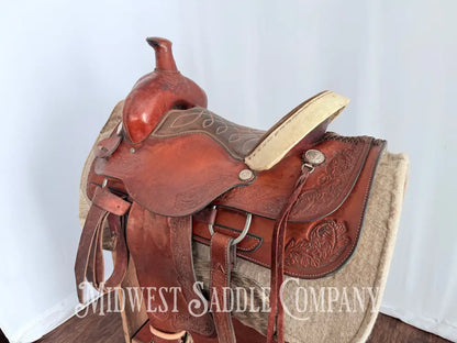 15.5” TexTan Hereford Brand Western Roping Saddle - Made in Yoakum TX Western Saddle